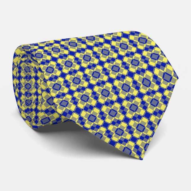 Corbata Blue Yellow Checker Argyle Pattern (Enrollado)