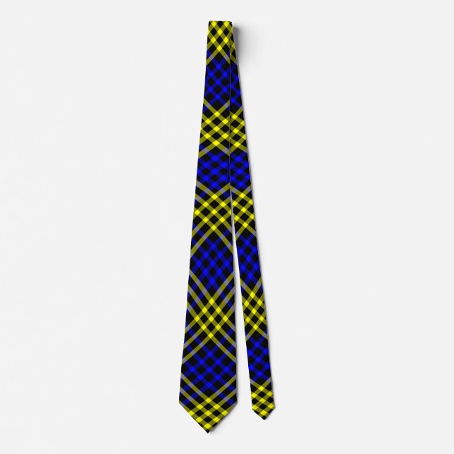 Corbata Blue Yellow Plaid Checker Seamless Pattern (Anverso)