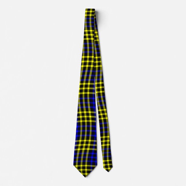 Corbata Blue Yellow Plaid Checker Seamless Pattern (Anverso)