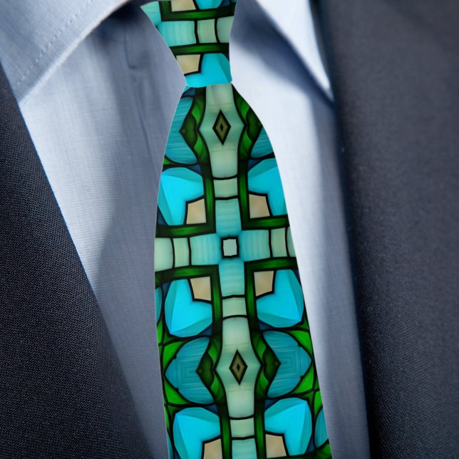 Corbata Blues y Verde Vidrio Falso Teñido (Subido por el creador)