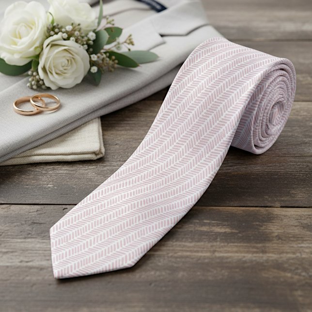 Corbata Blush Rosa Blanco Chic Chevron Abstracto (Subido por el creador)