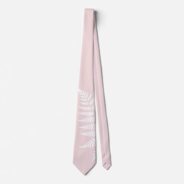 Corbata Blush Rosa Blanco Helecho Simplemente Elegante Bod (Anverso)