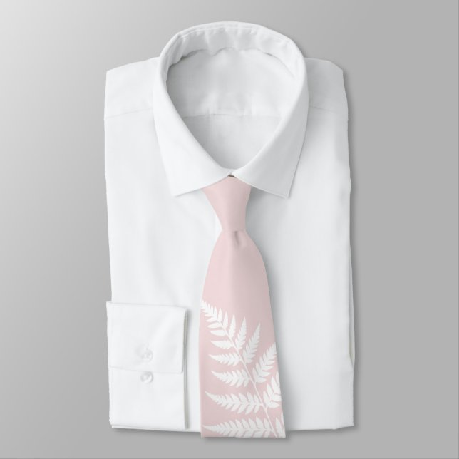 Corbata Blush Rosa Blanco Helecho Simplemente Elegante Bod (Atado)