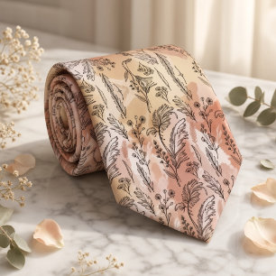 Corbata Boceto Botánico de Melocotón Beige
