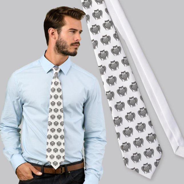 Corbata Boceto de búho Patrón de dibujos animados (Subido por el creador)