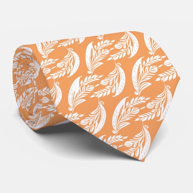 Corbata Boda abstracta de hoja naranja (Enrollado)