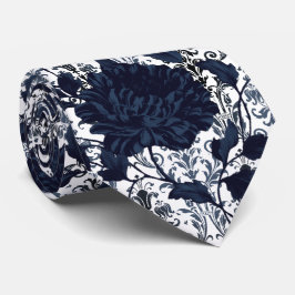 Corbata Boda Aristocrat floral blanca y azul de la Marina