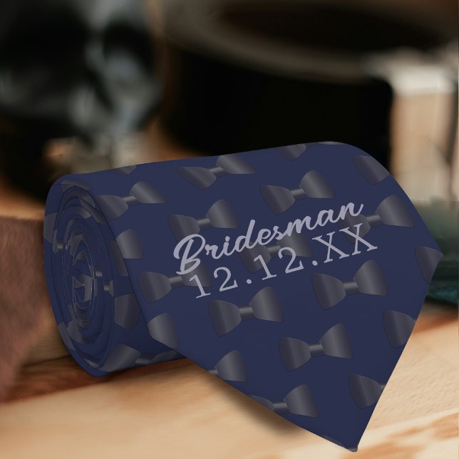 Corbata Boda azul personalizado Groomsman Bridesman (A tie for your Bridesman or any member of your bridal party. Just add their name and wedding date)