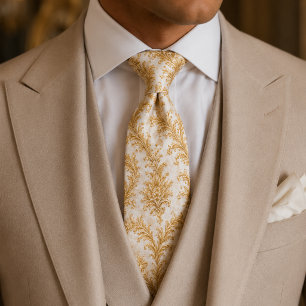 Corbata Boda barroca de lujo blanca y dorada