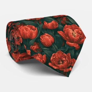 Corbata Boda Boho de Compromiso con Estampado de Tulipán 