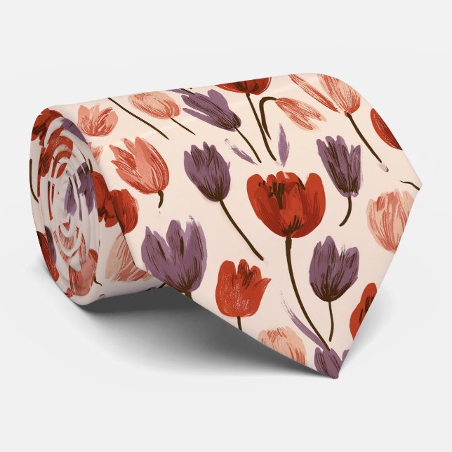 Corbata Boda Boho de Compromiso Floral de Tulipán  (Enrollado)