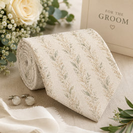 Corbata Boda Botánica Beige Neutro