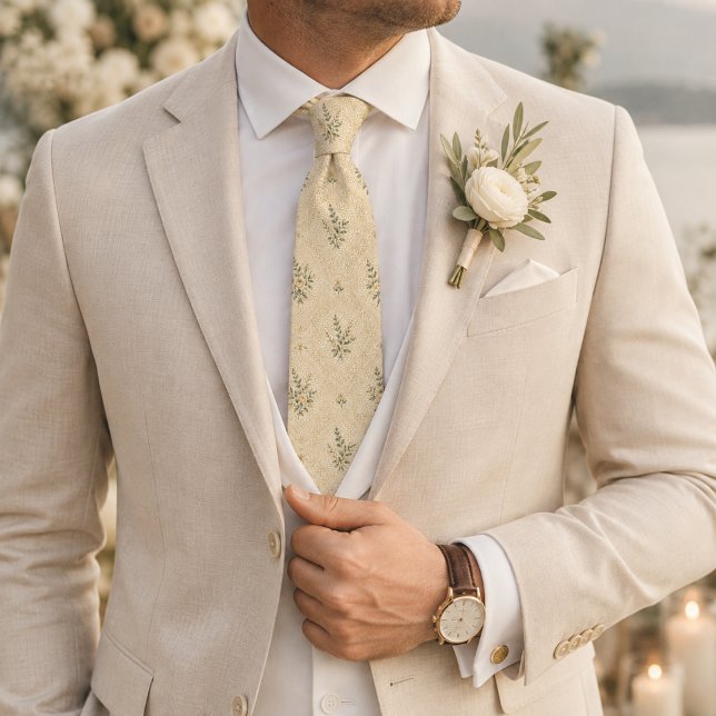 Corbata Boda Botánica de Crema de Mantequilla de Lujo (Subido por el creador)