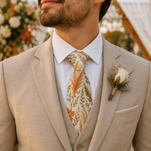 Corbata Boda Botánica Floral de Otoño Boho con Hierba de P