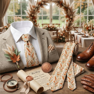 Corbata Boda Botánica Floral de Otoño Boho con Hierba de P