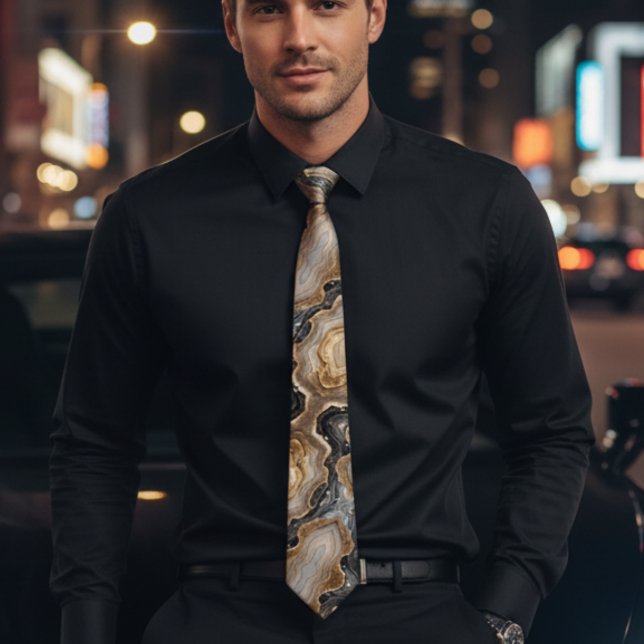 Corbata boda brillante de oro y mármol negro de moda (Subido por el creador)