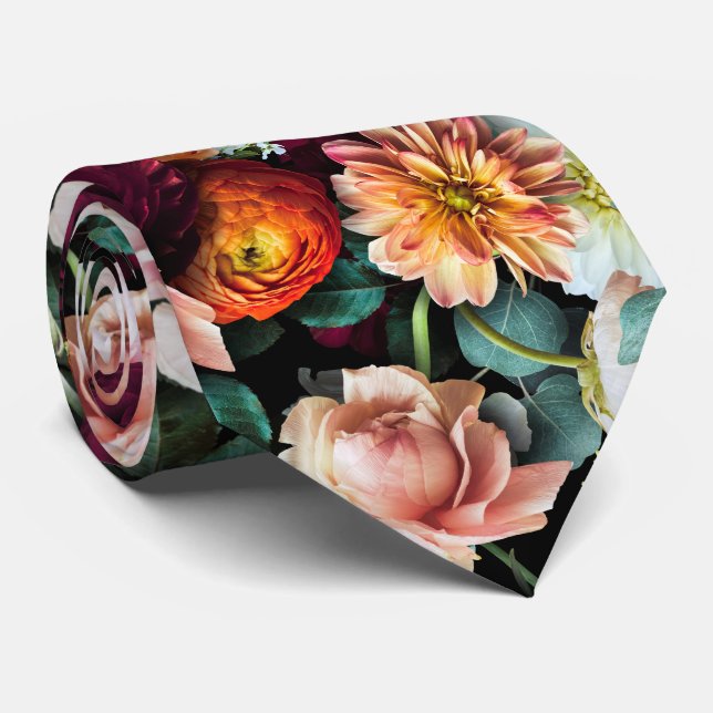 Corbata Boda clásico romántico de flores (Enrollado)
