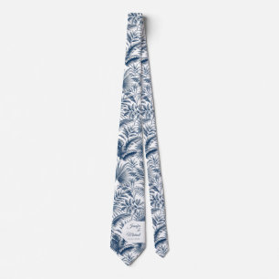Corbata Boda con arco botánico de palmera azul y navy