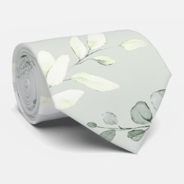 Corbata Boda con Verde de Eucalipto Sage Plateado