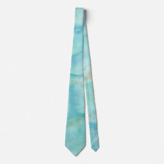 Corbata Boda Costera Acuarela Abstracta en Aqua Verde Teal