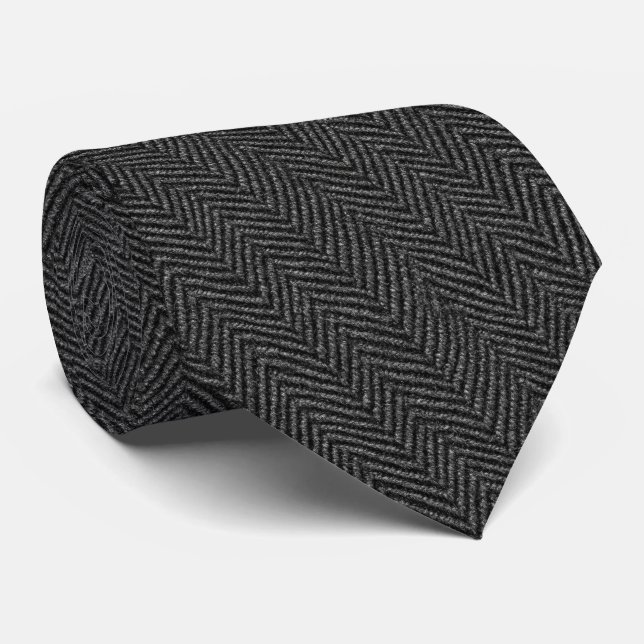 Corbata Boda de Charcoal Herringbone Groomsmen (Enrollado)