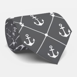 Corbata Boda de crucero Patrón de anclaje náutico Gris