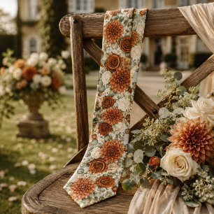 Corbata Boda de Dalia Terracota y Rosa Naranja Quemada