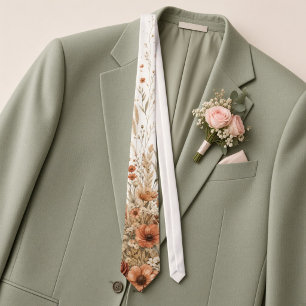 Corbata Boda de desierto de flor silvestre de terracota pa