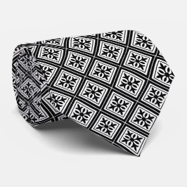 Corbata Boda de diamantes geométricos negro y blanco