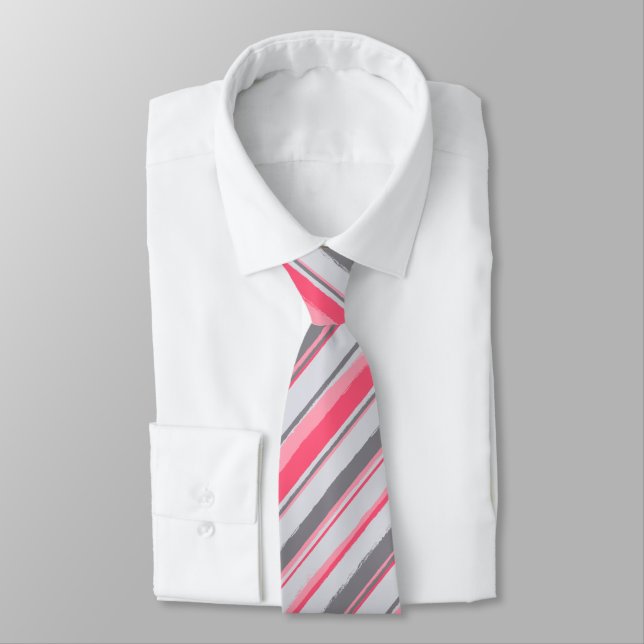 Corbata Boda de dos lados de Salmon con rayas páridas (Atado)