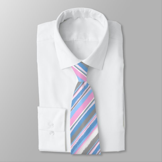 Corbata Boda de dos lados, rosa y azul, con rayas páridas (Atado)