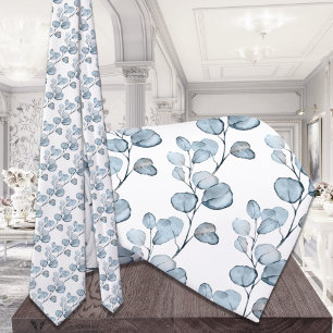 Corbata Boda de espirales de eucaliptos pequeños azul turb