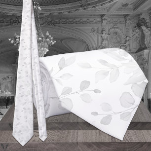 Corbata Boda de Eucalipto Apenas Visible Blanco sobre Blan
