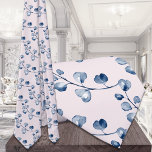 Corbata Boda de eucalipto azul de la marina Rubor<br><div class="desc">Un patrón de acuarela pintado de eucaliptos en un polvoriento azul marino.</div>