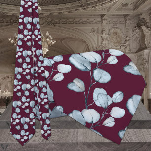 Corbata Boda de Eucalipto Azul Raspberry Red Dusty