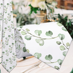 Corbata Boda de eucalipto verde