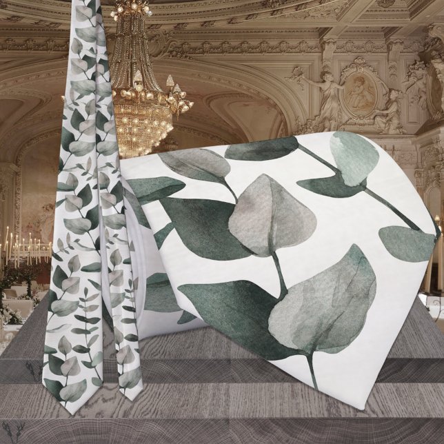 Corbata Boda de eucalipto verde salado y esmeralda (Subido por el creador)