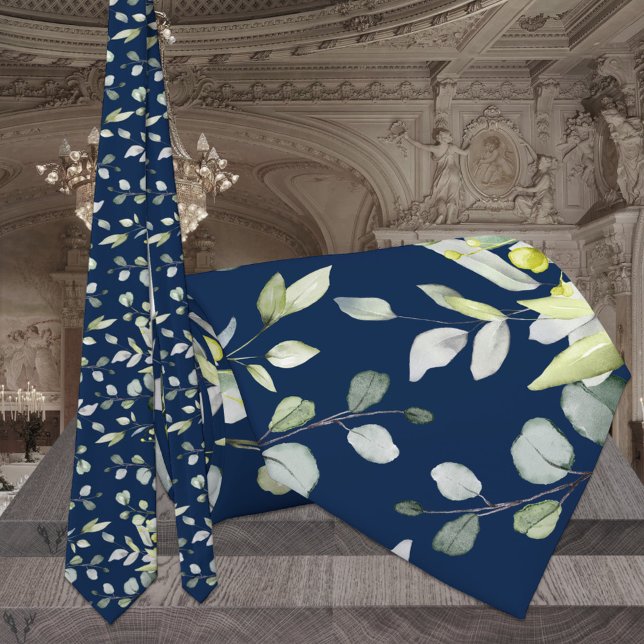 Corbata Boda de eucalipto verde salvia azul marino (Subido por el creador)