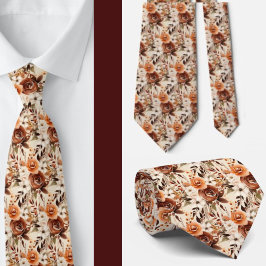 Corbata Boda de Flores de Agua Floral Boho Brown Gold