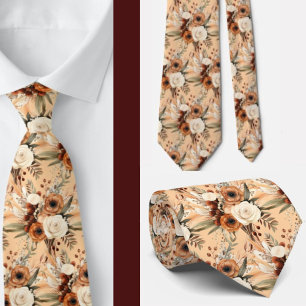 Corbata Boda de Flores de Agua Floral Boho Brown Gold