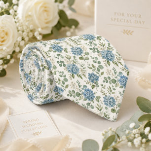 Corbata Boda de Hortensia Azul Polvoriento y Eucalipto Sal