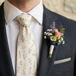 Corbata Boda de jardín de flores silvestres pastel