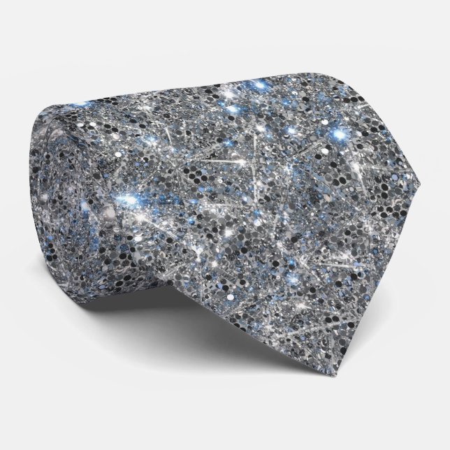 Corbata Boda de lentejuelas de plata brillantes  (Enrollado)