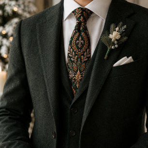 Corbata Boda de lujo barroco de invierno esmeralda