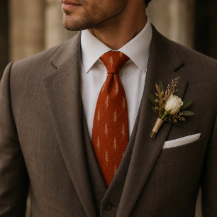 Corbata Boda de Lujo con Hierba de Pampas de Terracota