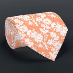 Corbata Boda de moda Cantaloupe Floral Pattern Groomsmen<br><div class="desc">Este corbata de abadejo de abadejos presenta un patrón floral blanco sobre un fondo cantaloupe de moda.</div>