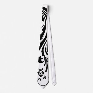 Corbata Boda de Moda floral blanca y negra