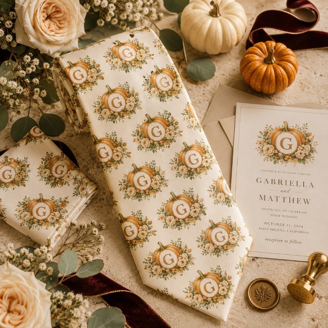 Corbata Boda de Monograma de Calabaza Personalizada (Subido por el creador)