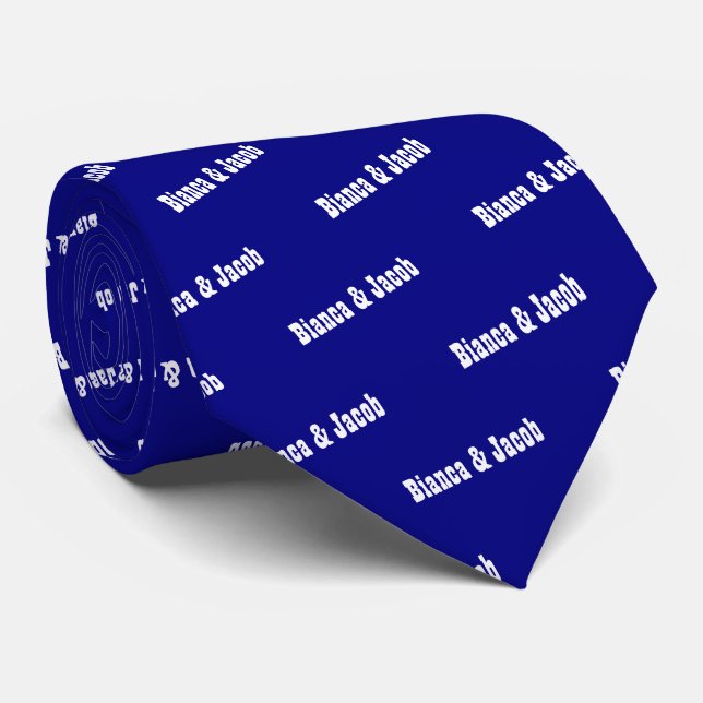Corbata Boda de nombres azules de la marina (Enrollado)