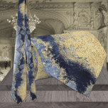 Corbata Boda de oro de mármol azul y agitado de la marina<br><div class="desc">Una corbata de cuello azul polvoriento y boda dorado con una acuarela y medios mixtos creando un efecto maravilloso.</div>